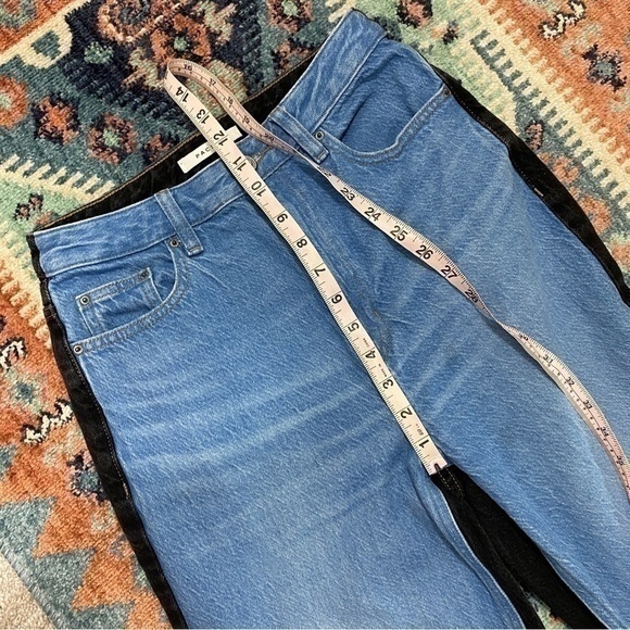 Pacsun 27 90s Boyfriend High Rise Jeans Blue Black Two Tone Paneled Straight Leg - Picture 11 of 12